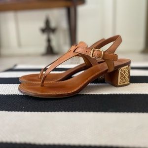 Tory Burch Audra Leather Stacked Logo Heel